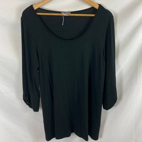 J Jill Wearever Collection Stretch Ruched Sleeve Tunic black size medium - Picture 1 of 6